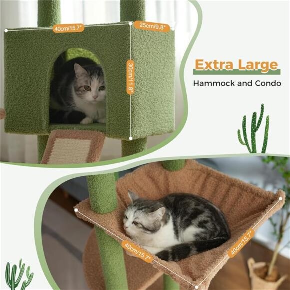 6 Tiers Tower Fit for 7-9 Feet Ceiling w/ Cat Condo Hammock & Sisal Covered Post - Picture 3 of 8